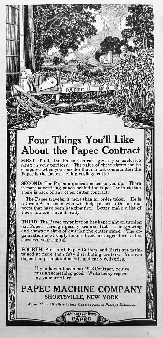 1928 Papec Machine Company Promotional Ad Seeking Dealers #1458