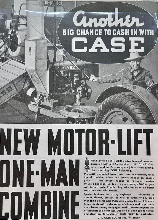 1937 Case One-Man Combine Origianl Ad #1460
