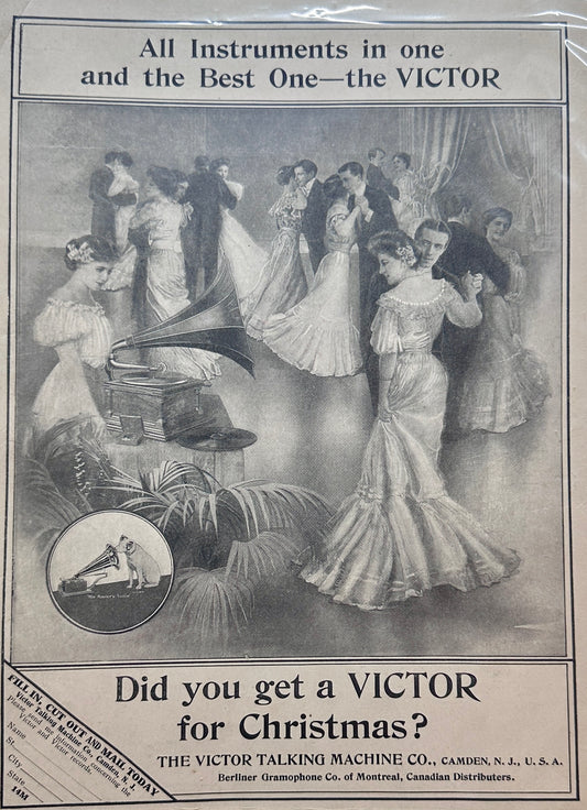 1907 Victor VI (?) Phonograph Original Inside Cover Ad #1459