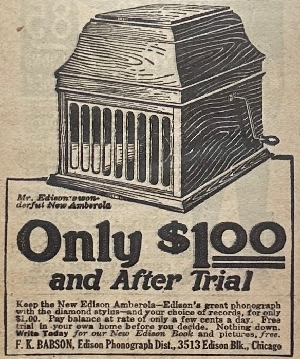 1916-1919 Phonograph ads Edison Amberola & Symphonia Ad #N1053