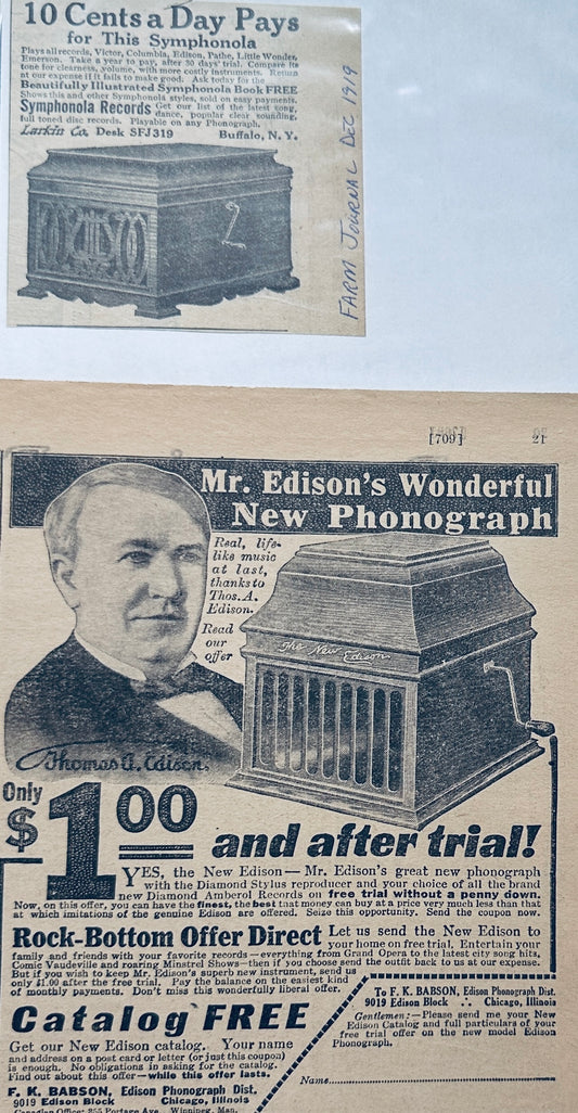 1916-1919 Phonograph ads Edison Amberola & Symphonia Ad #N1053