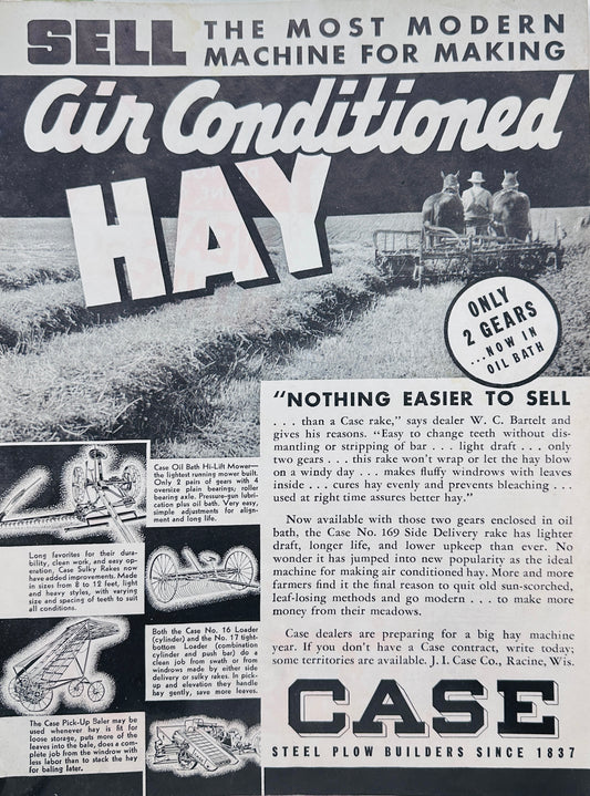 1928 Case No. 169 Side Delivery  Horse Drawn Rake Ad #1461