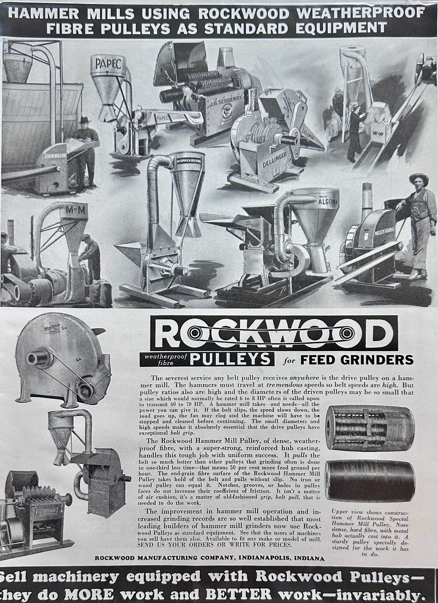 1937 Rockwood Pulleys Std Equipment on Feed Grinders Ad #1464