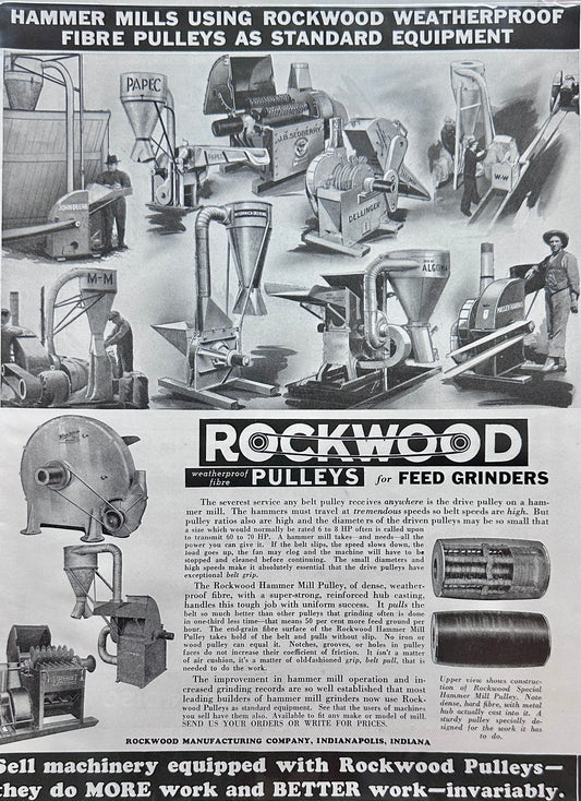 1937 Rockwood Pulleys Std Equipment on Feed Grinders Ad #1464