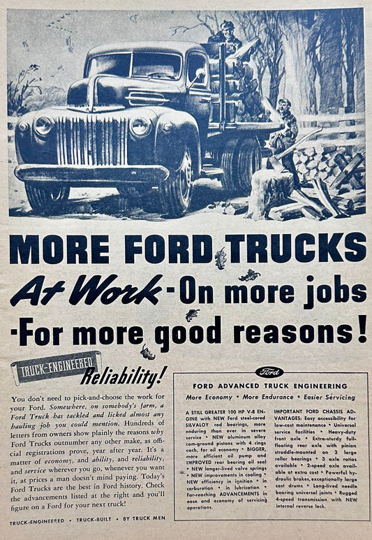 1945 WWII Era Ford Trucks - At Work - Ad #N1055