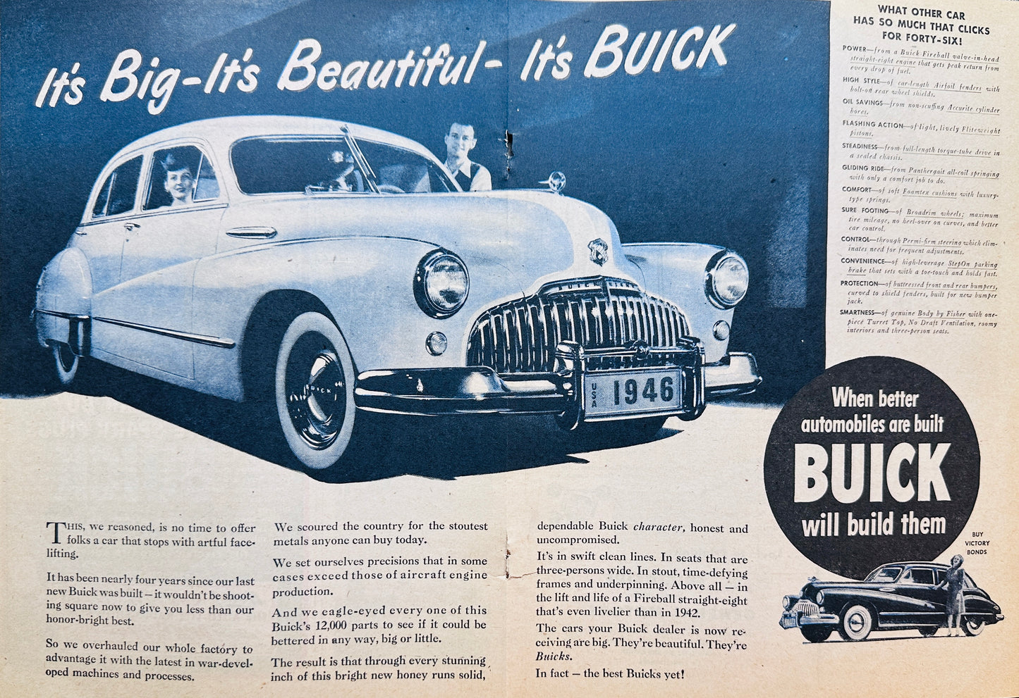 1946 Centerfold Buick Roadmaster ad - Published 1945 Ad #N1061