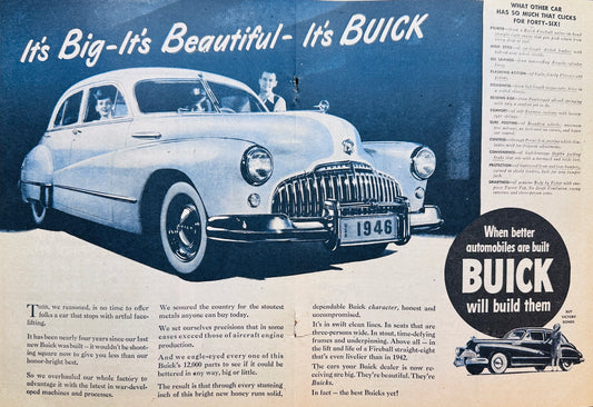 1946 Centerfold Buick Roadmaster ad - Published 1945 Ad #N1061