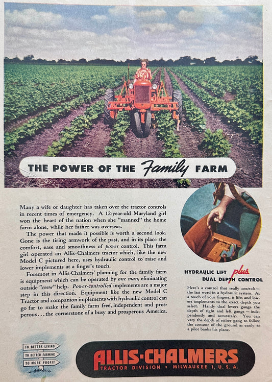 1945 Allis-Chalmers The Power of the Family Farm Ad # N1062