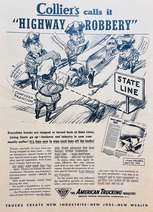 1945 American Trucking Industry Association Lobbies for Law Changes Ad#N1064