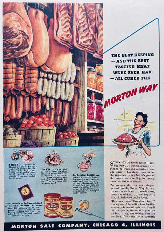 1945 Morton Salt - The Best Salt for Curing Meat - Ad #N1066