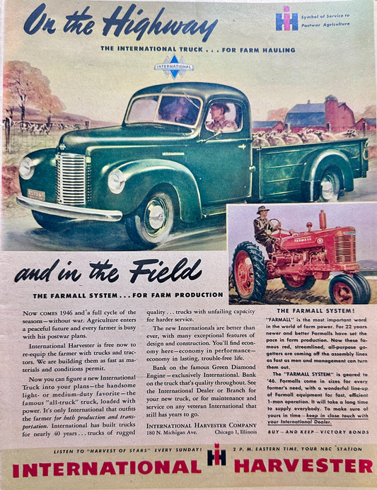 1945 International On the Highway & In the Field - Farmall H Ad# N1067
