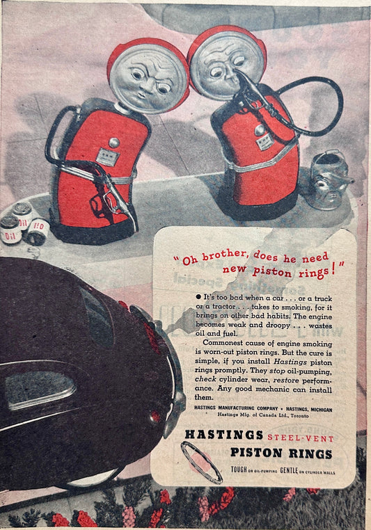 1945 Hastings Piston Rings - Talking Gas Pumps - Ad #N1078