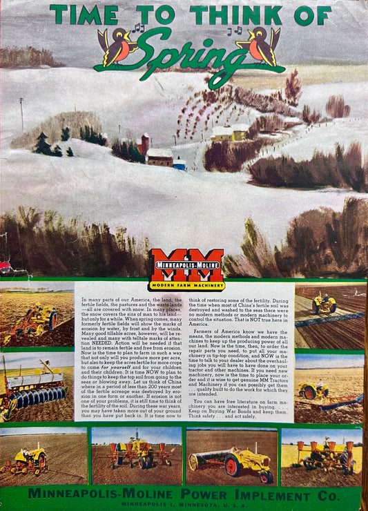 1945 Minnepolis-Moline - Time to Think of Spring Vintage Ad#1471