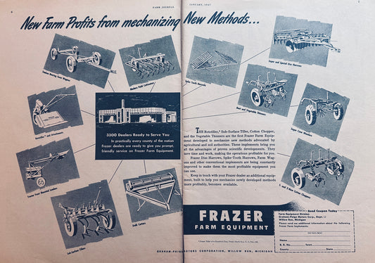 1947 2-Page Frazer Farm Equipment - Graham Paige Farm Division Ad#1089