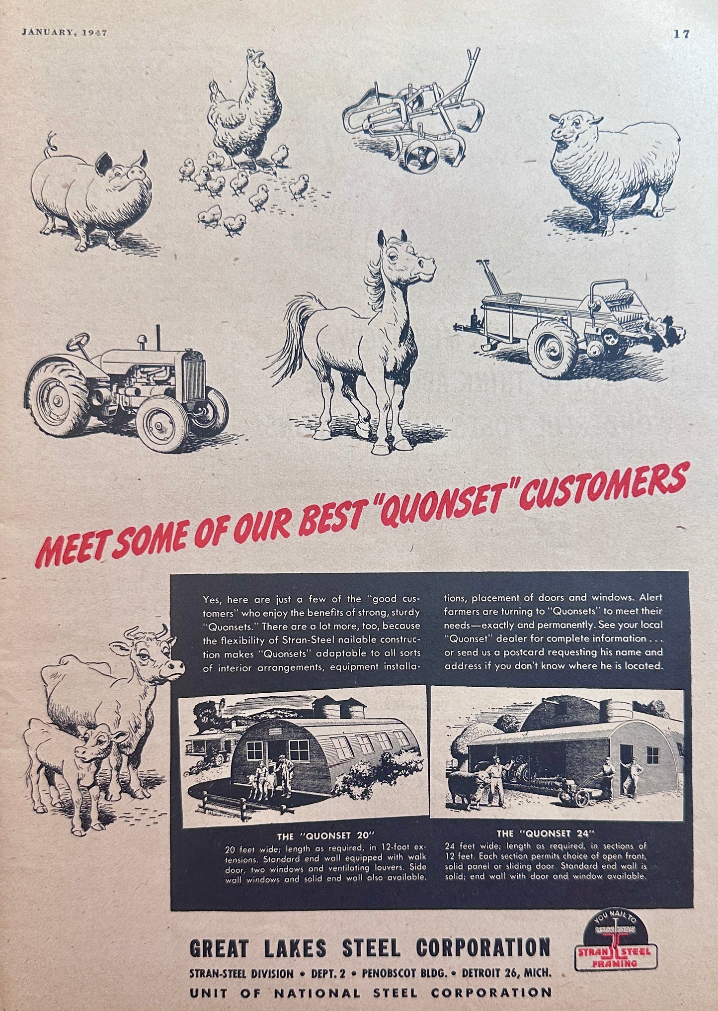 1947 Quonset 20 & 24 Out Buildings - Great Lakes Steel Corp Ad #N1086