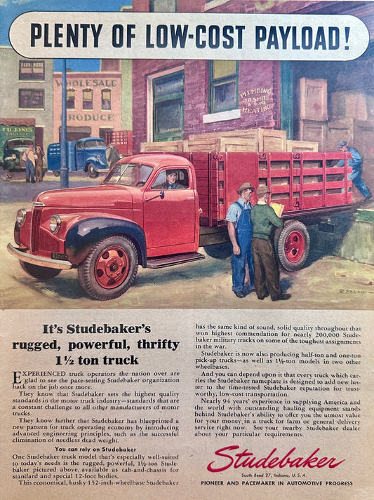 1946 Studebaker 1.5 Ton Farm Truck Plenty of Low-Cost Payload Ad #N1094