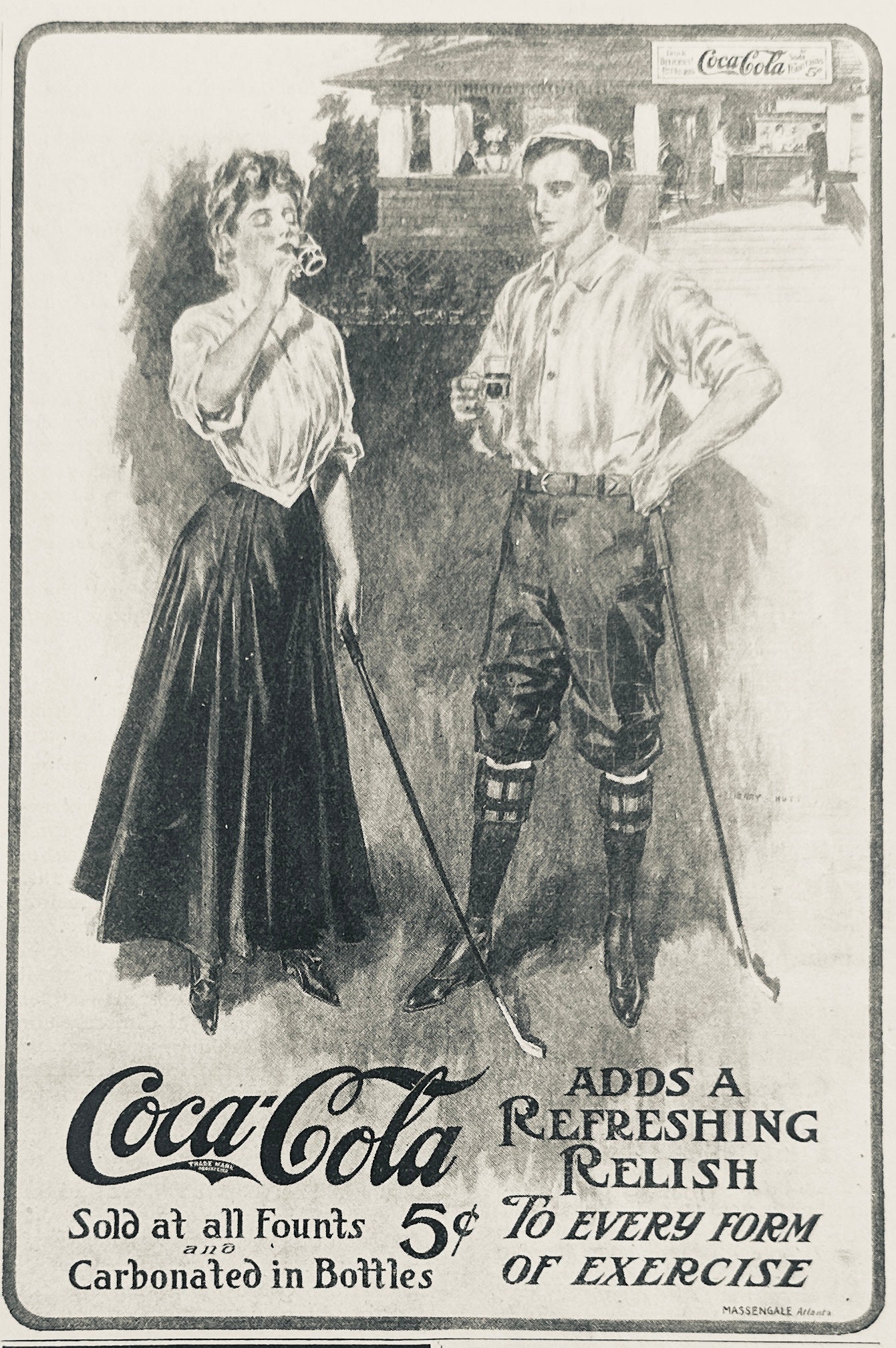 1906 Early Coca-Cola Ad - Golfing - Vintage AD #N1081