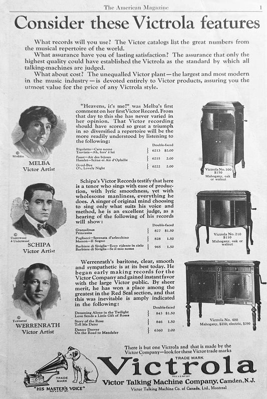 1924 Victor Talking Machine Vintage Victrola Ad #N1120