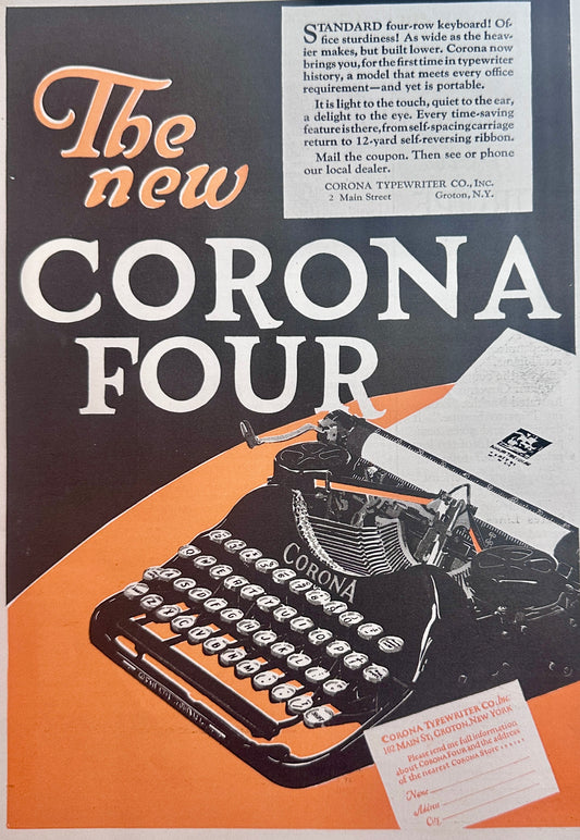 1924 Corona Four Portable Typewriter - Groton, NY Ad #N1119