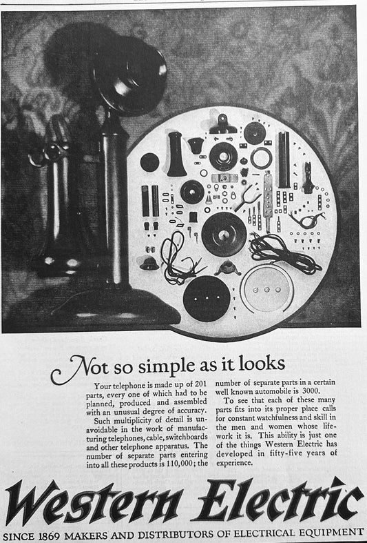1924 Western Electric CandleStick Phone - 201 Parts Per Phone Ad #N1117
