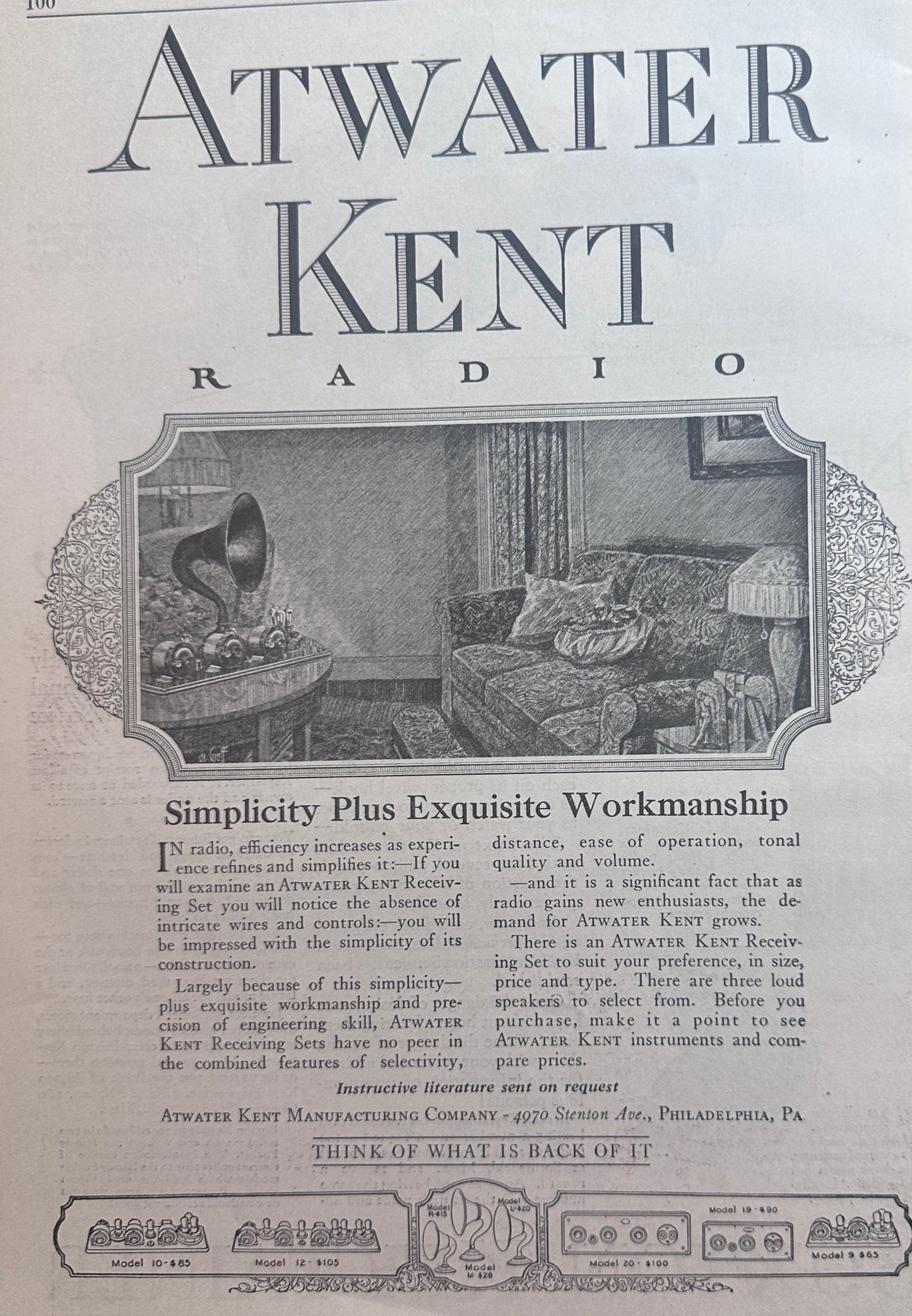 1924 Classic Atwater Kent Radio Ad #N1112