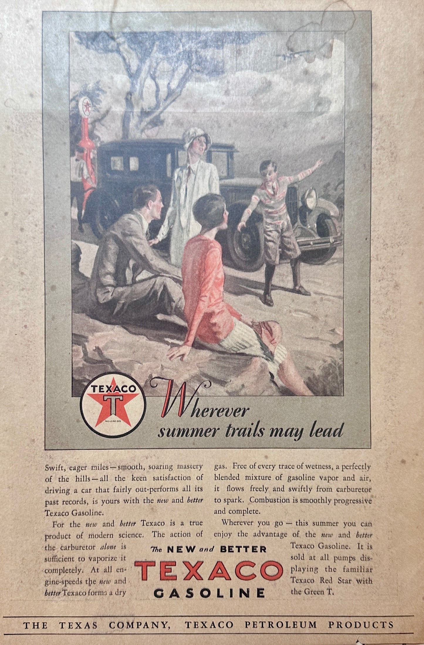 1928 Texaco - Wherever Trails  May Lead Ad #N1144