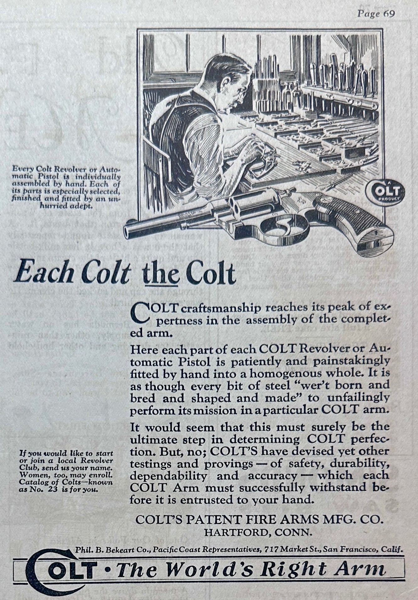 1928 Colt Fire Arms Mfg Each Colt The Colt Vintage Ad #1488