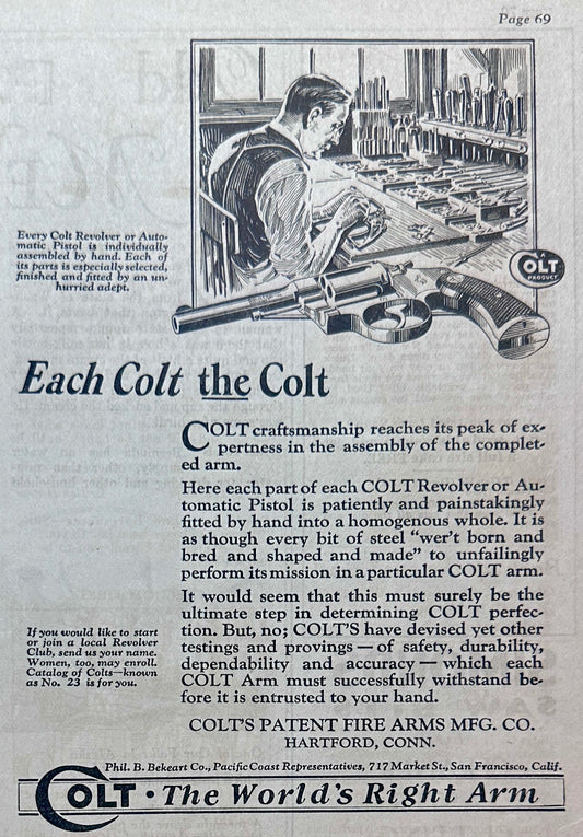 1928 Colt Fire Arms Mfg Each Colt The Colt Vintage Ad #1488