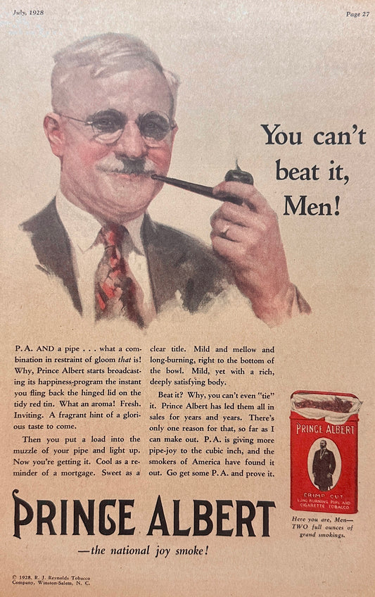 1926 Prince Albert Crimp Cut Smoking Tobacco ad #N1128