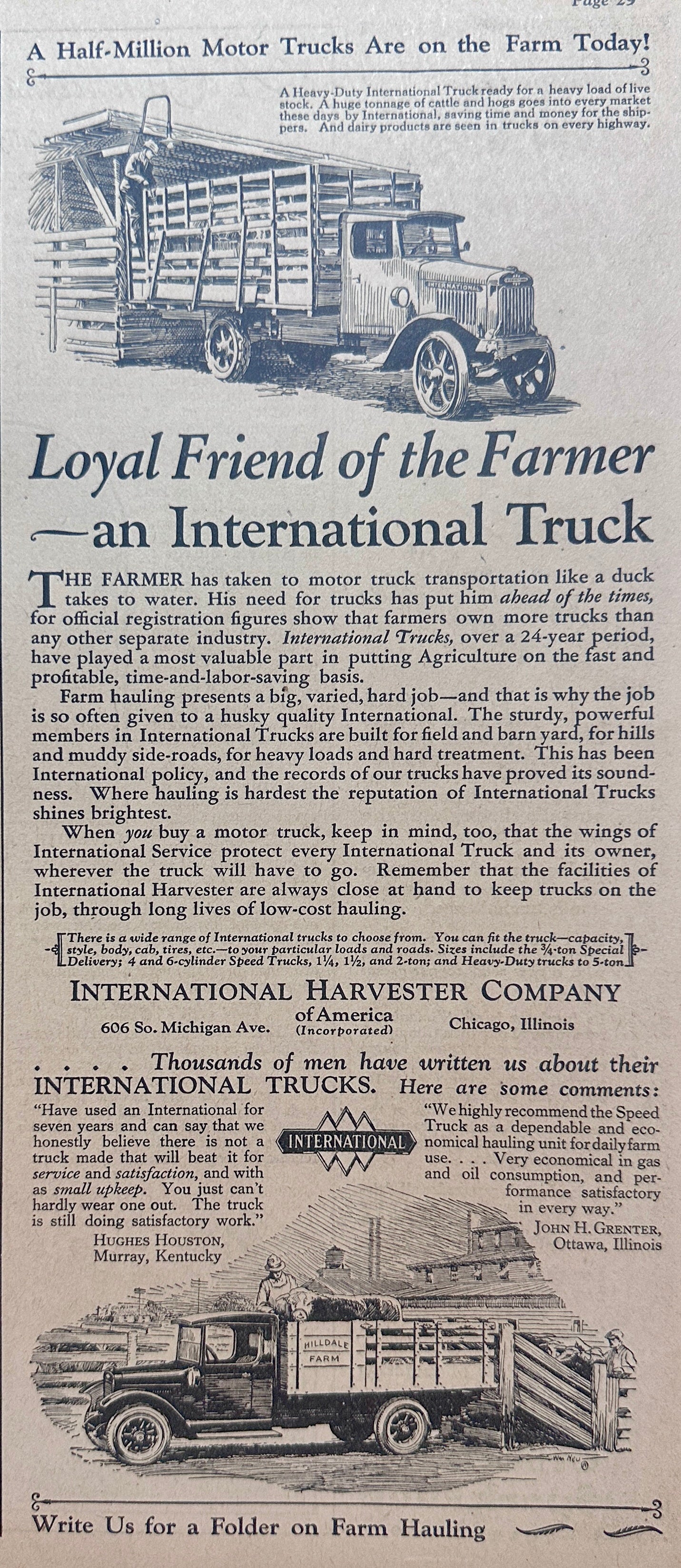 1928 International Truck - Loyal Friend of the Farmer AD # N1129