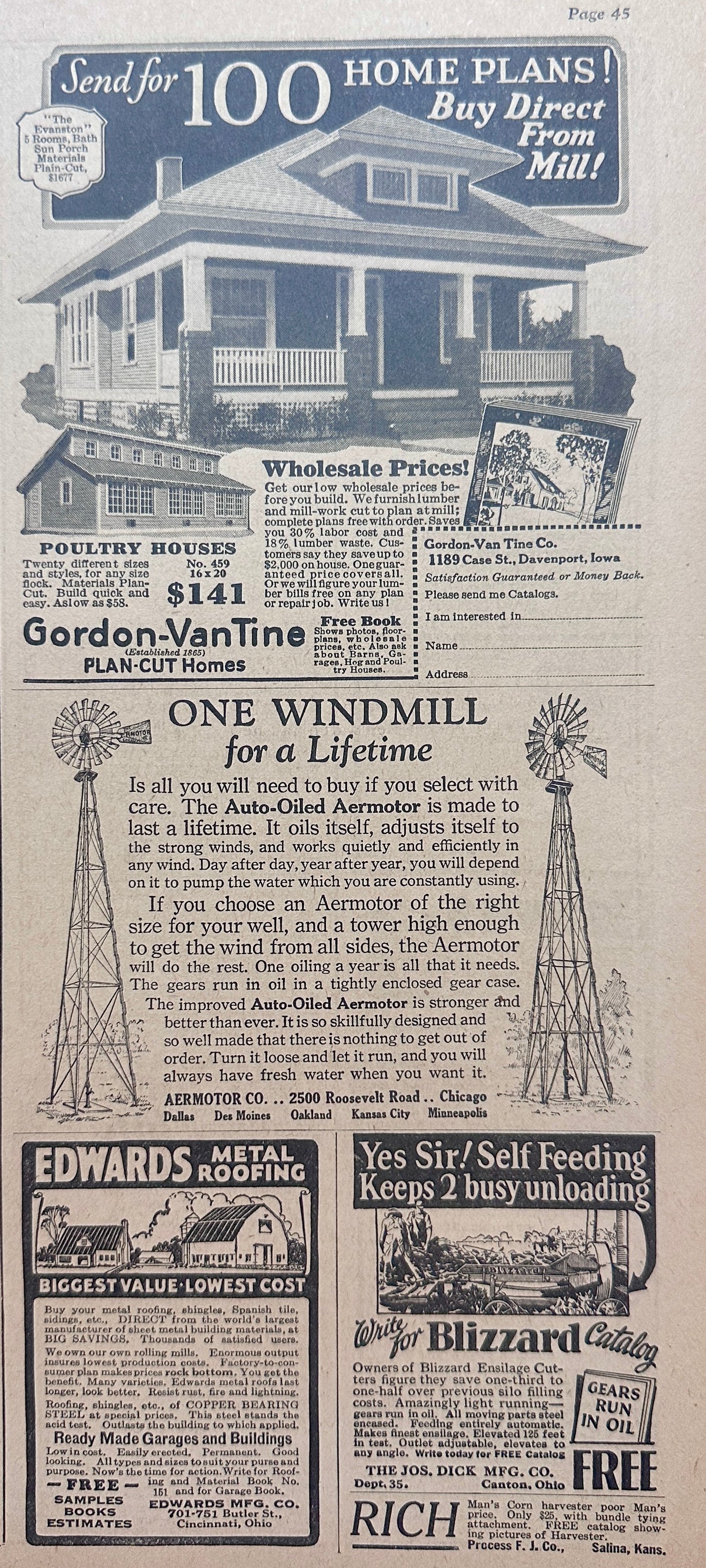 1928 Fordon Van Tine Home Plans Craftsman Bungalow Ad #N1132