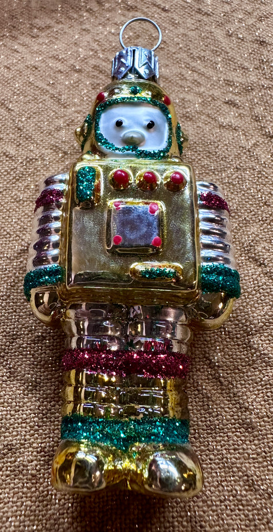 2000 Hallmark Keepsake Ornament Li'L Robot Hand Blown Glass