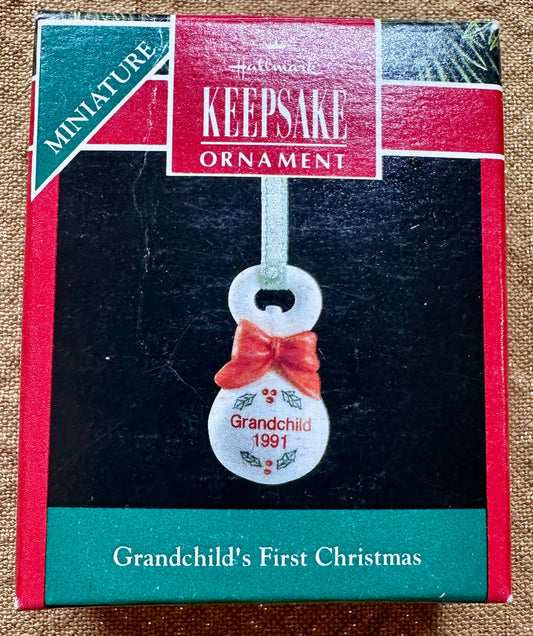 1991 Hallmark Keepsake Miniature Oranment - Grandchild's First Christmas