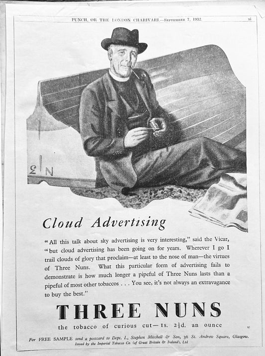 1932 Three Nuns Smoking Tobacco & Cloud Advertising Ad #N1141