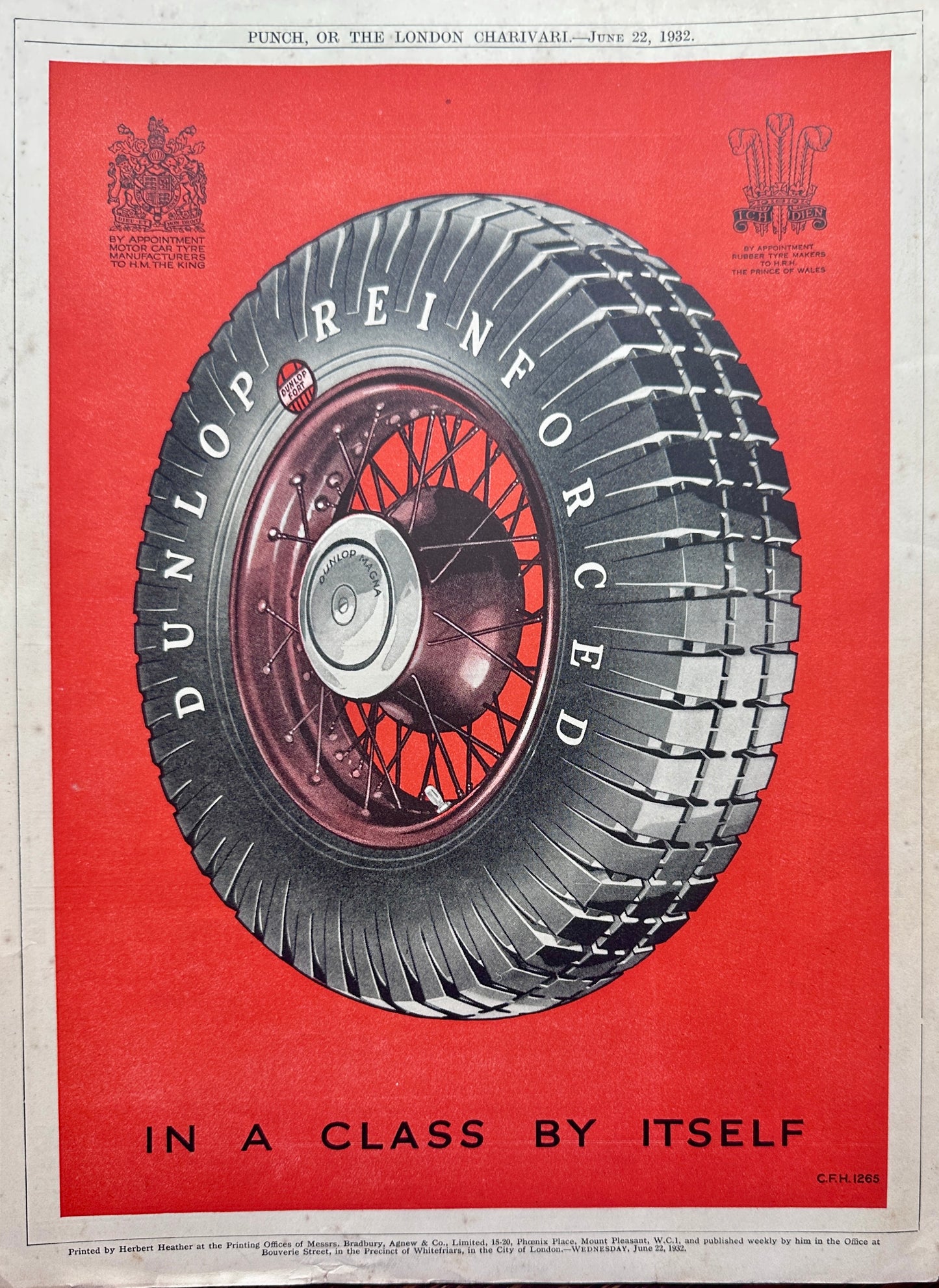 1932 Dunlop Reinforced Fort Tire-British Vintage Ad A340