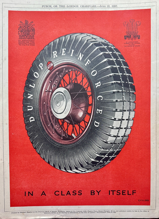 1932 Dunlop Reinforced Fort Tire-British Vintage Ad A340