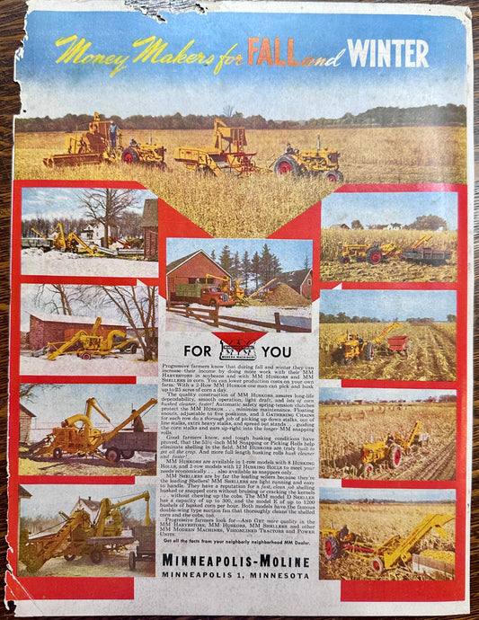 1949 Minneapolis-Moline Money-Makers for Fall & Winter Ad #1507