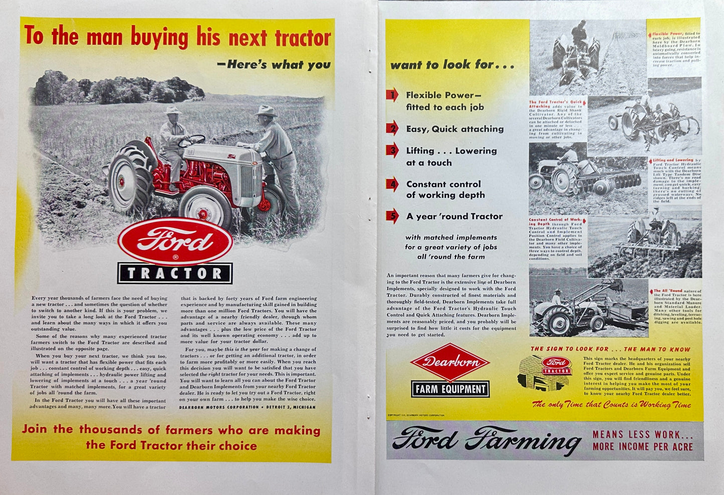 1949 2-Page Ford Tractor -Dearborn Farm Equipment Ad #1509