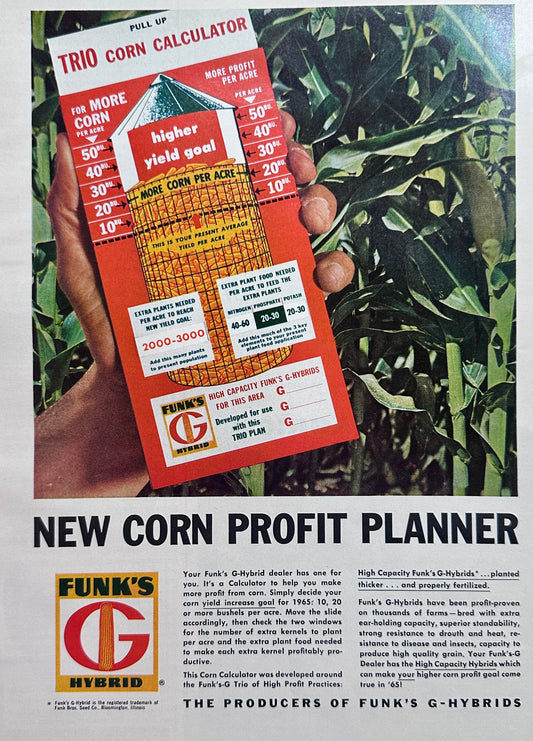 1965 Funk's G Hybrid Corn Profit Planner - Ad #1525