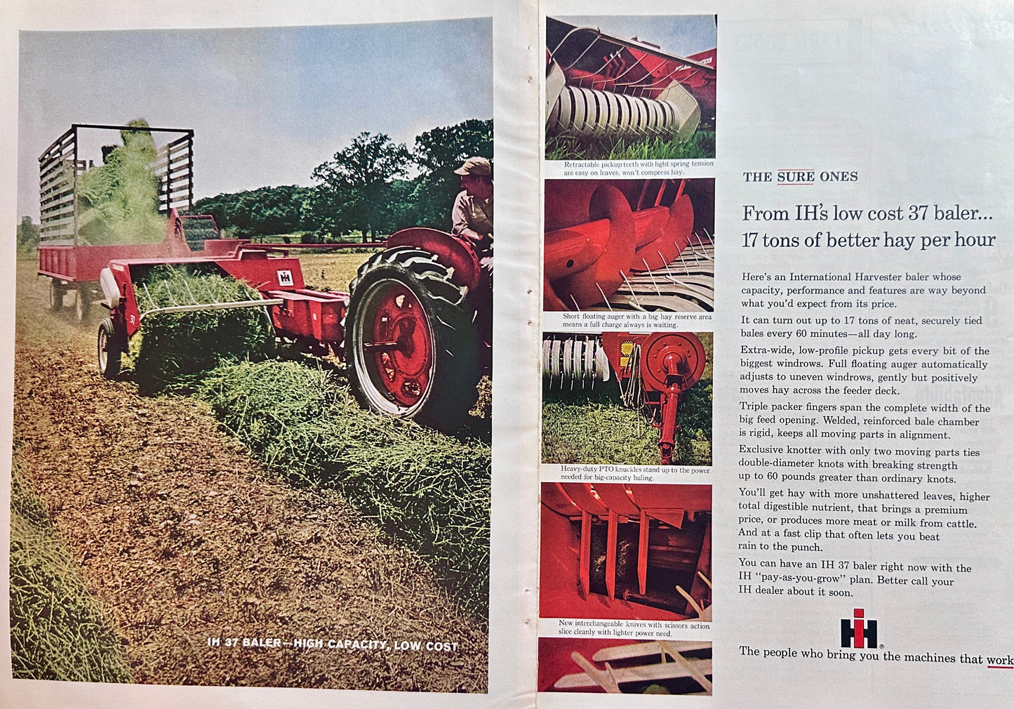 1965 (2-Page) International Harvester IH 37 Baler Ad #1524
