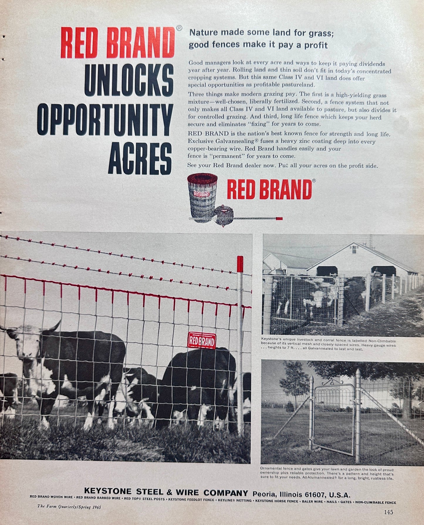 1965 Red Brand Wire Fencing - Keystone Steel & Wire Co Ad #1512
