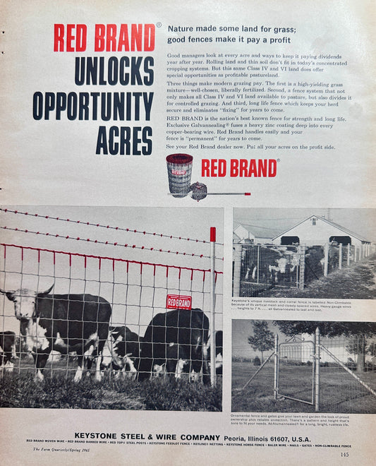 1965 Red Brand Wire Fencing - Keystone Steel & Wire Co Ad #1512