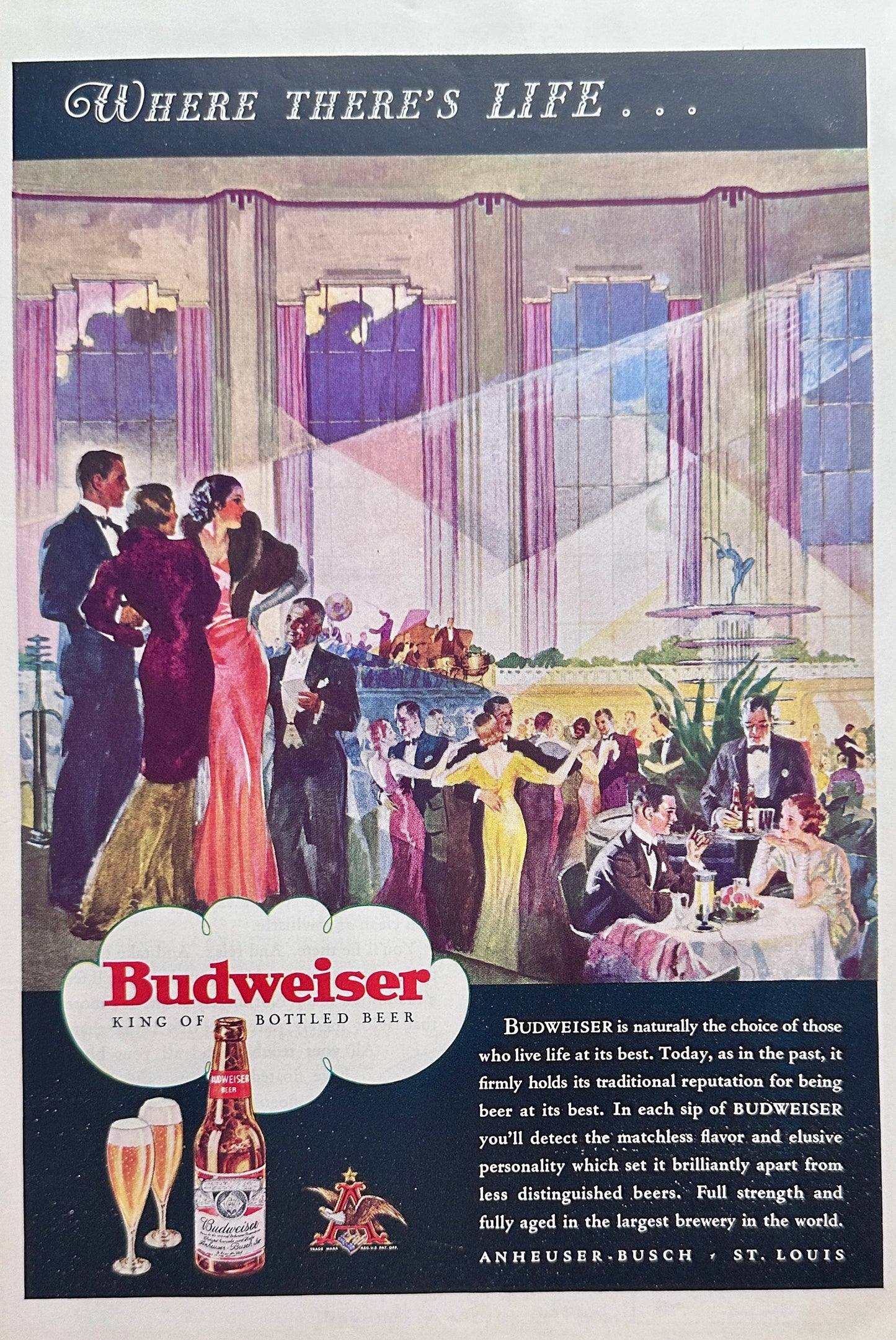 1933 Where There's Life - There's Budweiser Beer - Vintage Ad #N1181