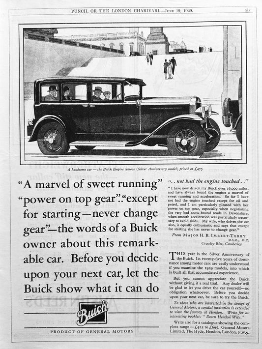 1929 Buick Empire Saloon Silver Anniversary Special Vintage English Ad #A372