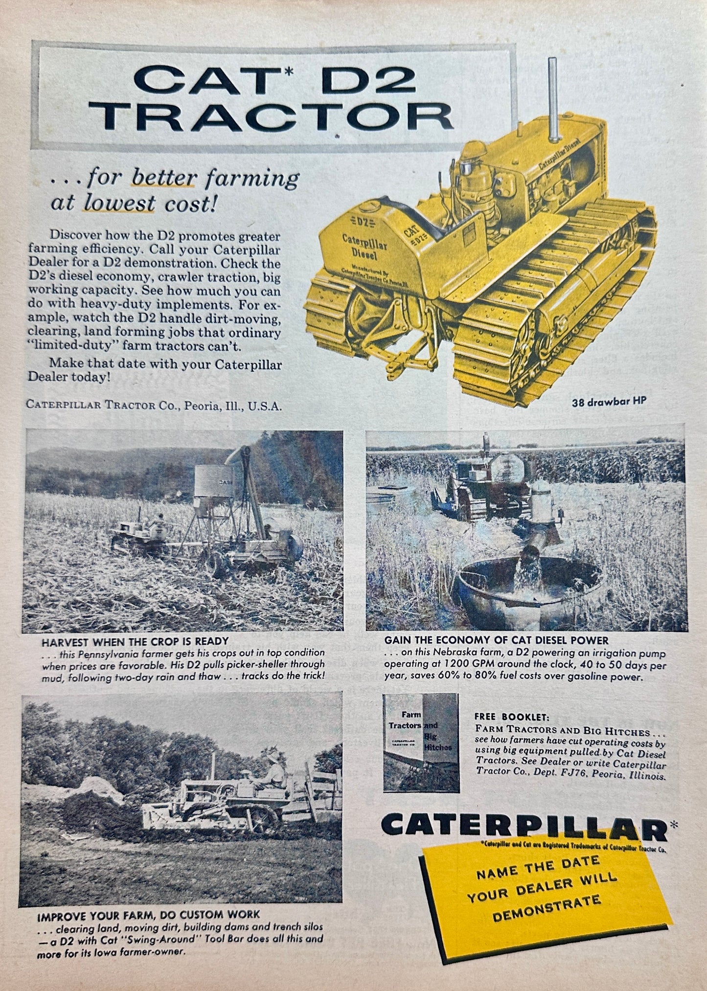 1956 Caterpillar Diesel D2 Track-Type Crawler Tractor Ad #N1148