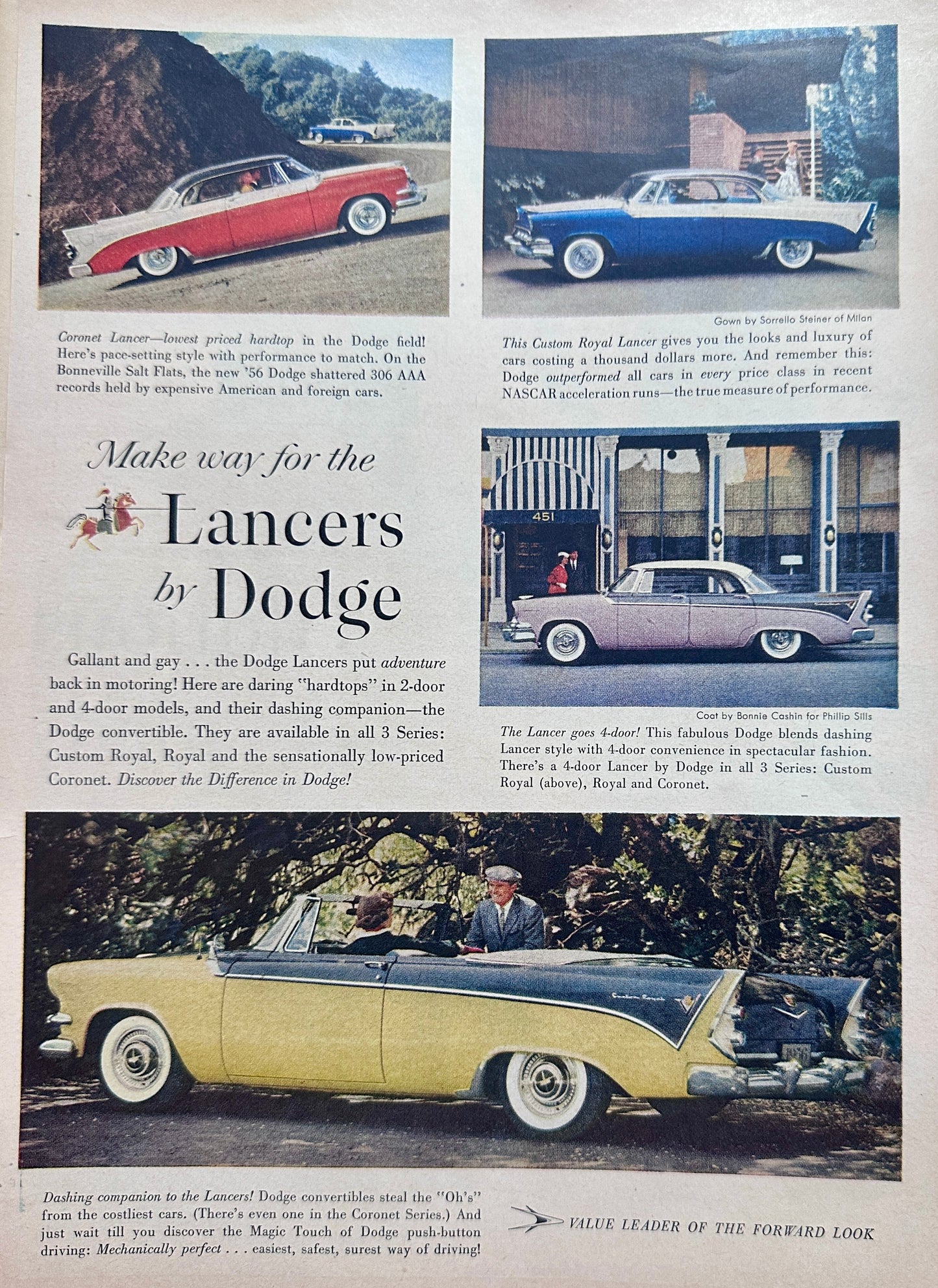 1956 Dodge Lancers - 4 Versions Shown - Vintage Ad #A362