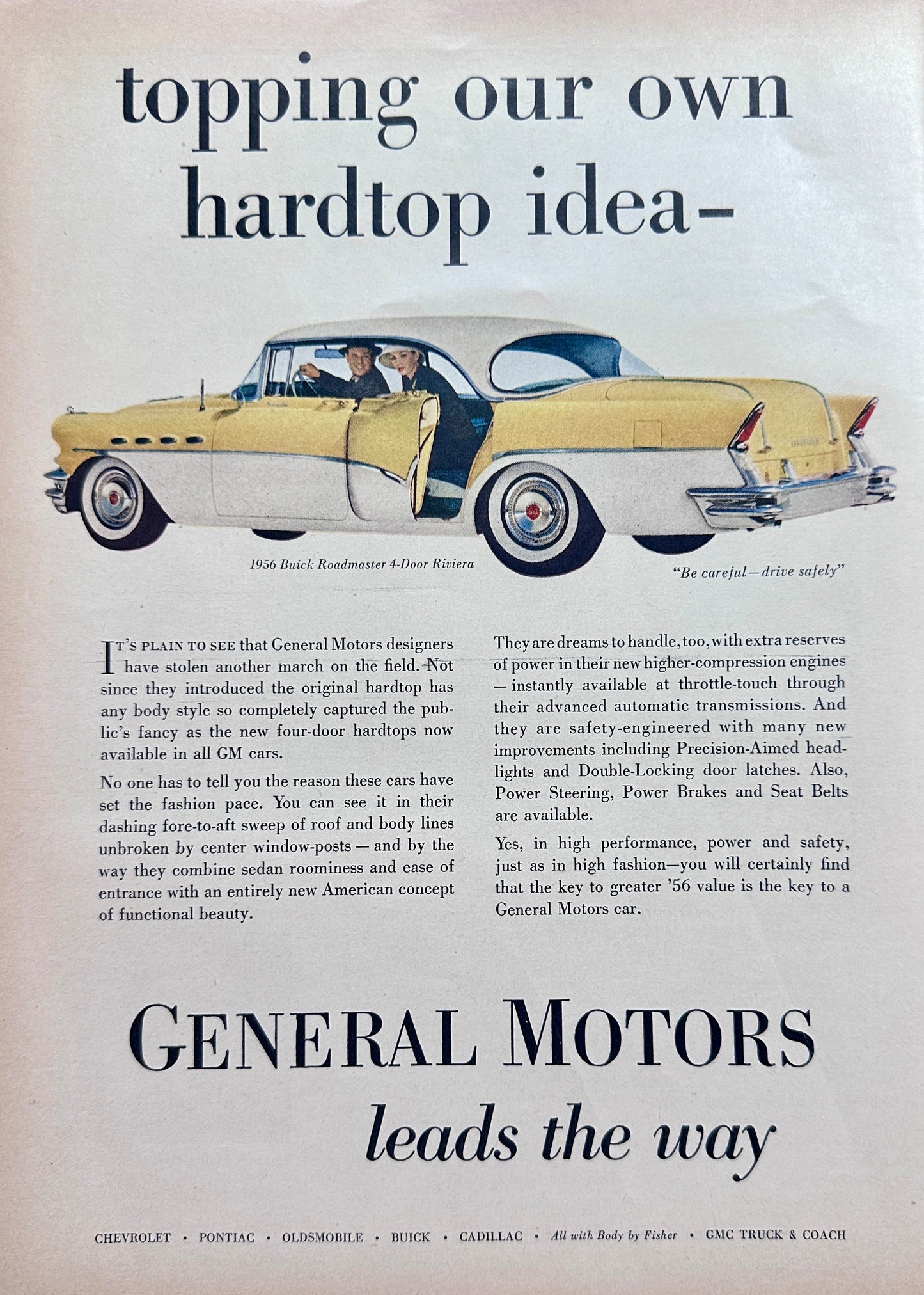 1956 General Motors Buick Roadmaster 4-Door Riviera Vintage Ad #A355
