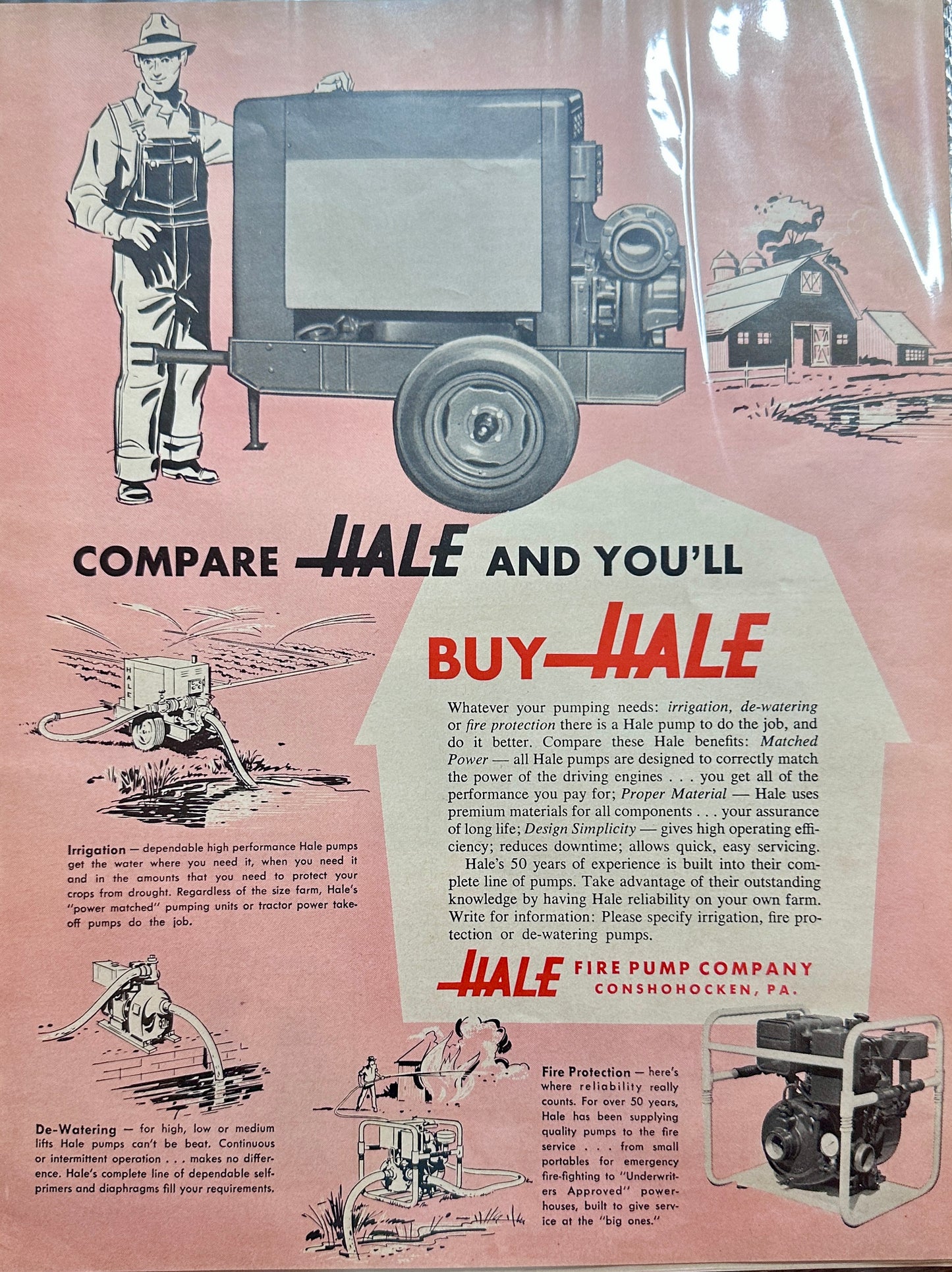 1965 Hale Fire Pump Company Farm Water Pump Vintage Ad #1533