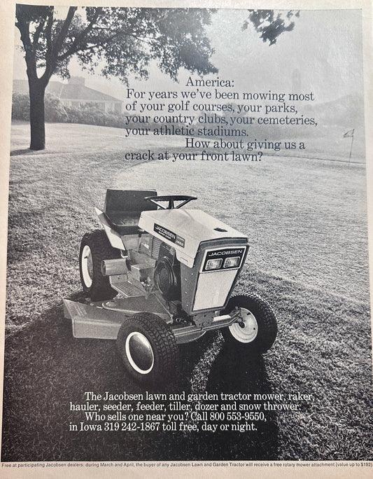 1963 Jacobsen Super Chef Riding Lawn Mower Vintage Ad #1535