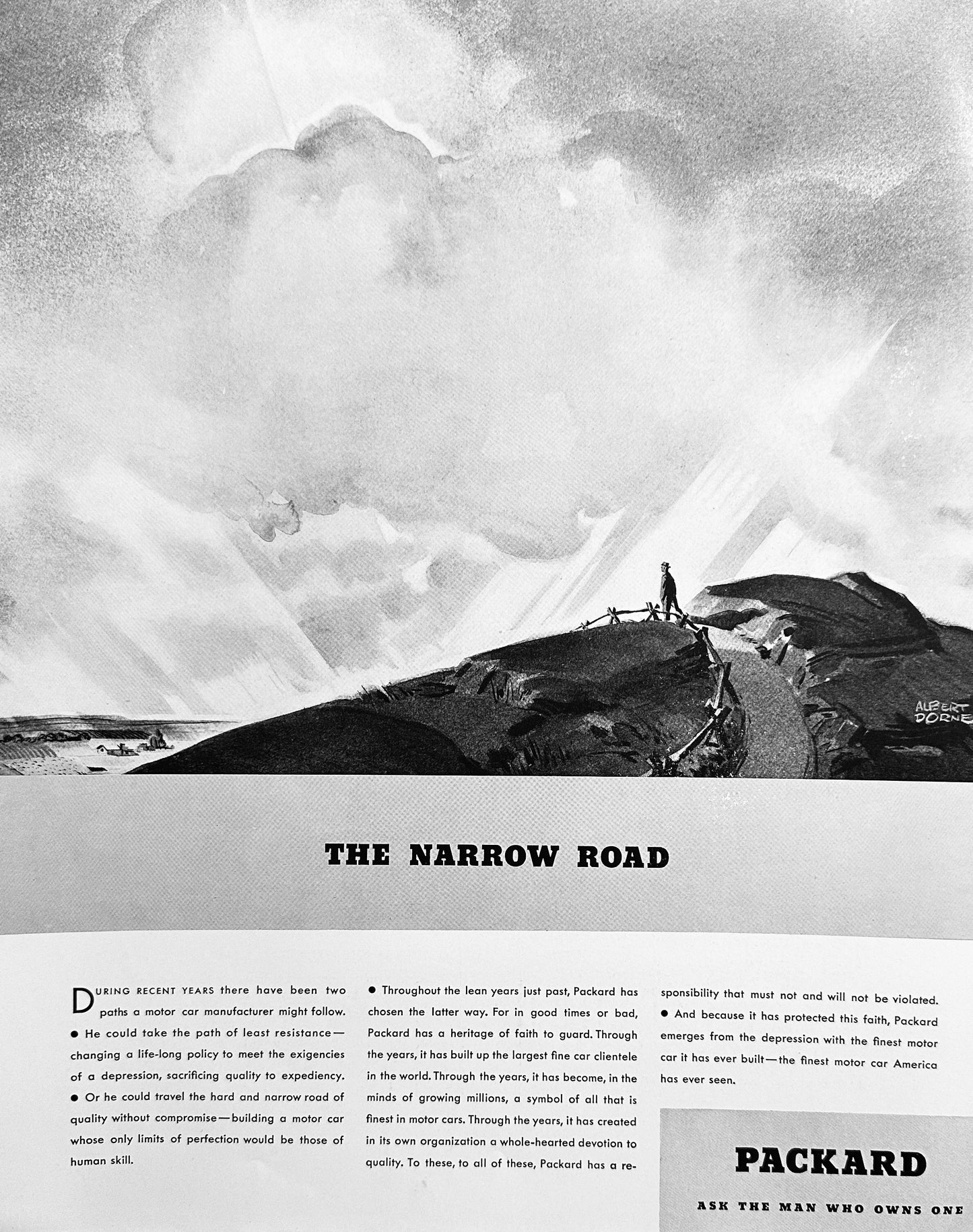 1934 Masterpiece Ad of Yesteryear - Packard - The Narrow Road Ad #1547